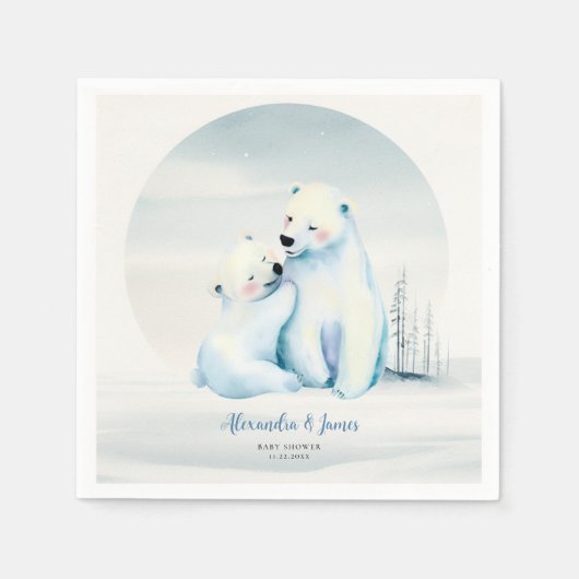Serviette En Papier Bearly Wait Polar Mama Oear Cub Bébé Garçon Douche (Devant)