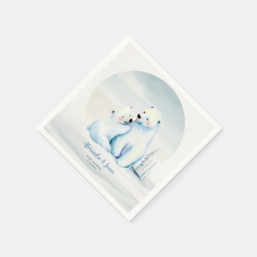 Serviette En Papier Bearly Wait Polar Mama Oear Cub Bébé Garçon Douche (Coin)