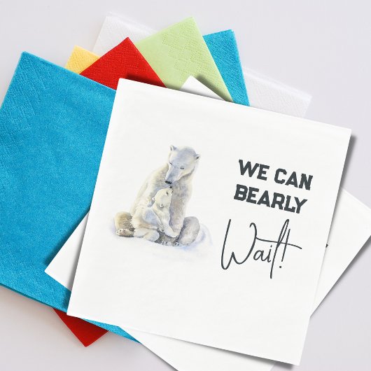 Serviette En Papier Bearly Wait Polar Ours rose Fille Baby shower