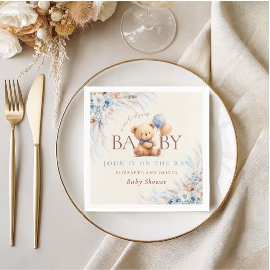 Serviette En Papier Bearly Wait Teddy Bear Baby Shower Table Design