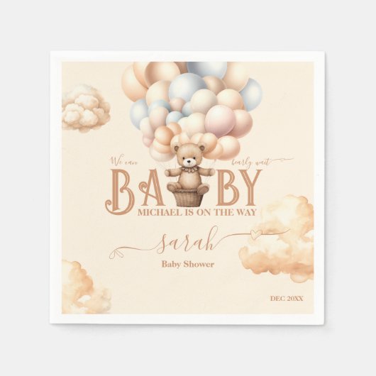 Serviette En Papier Bearly Wait Teddy Bear Balloons Genre Neutre (Devant)