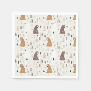 Serviette En Papier Bears mignonne dans le Motif Woods
