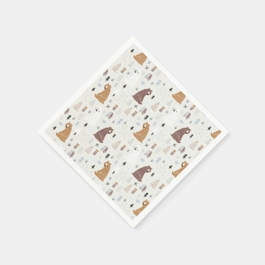 Serviette En Papier Bears mignonne dans le Motif Woods (Coin)