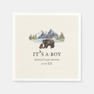 Serviette En Papier Bears Mountains C'est un Baby shower garçon