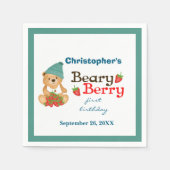 Serviette En Papier Beary Berry Premier anniversaire Teddy Bear Fraise (Devant)