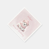 Serviette En Papier Béary d'hiver 1er anniversaire Ours rose (Coin)