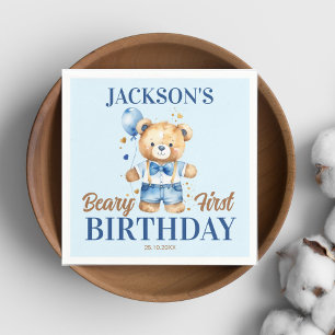 Serviette En Papier Béary premier garçon anniversaire mignon peluche b