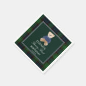 Serviette En Papier Béary première peluche ours vert plaid fête d'anni (Coin)