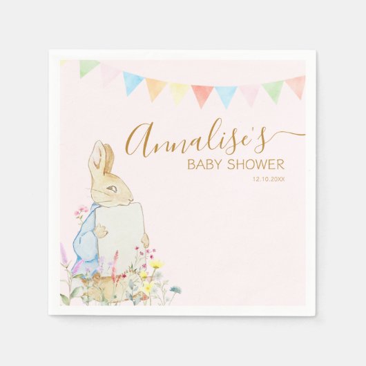 Serviette En Papier Beatrix Peter le lapin Baby shower des bois (Devant)