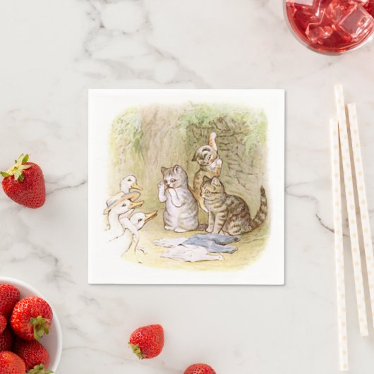 Serviette En Papier Beatrix Potter, Chatons, Canards, Personnalisé (En situation)
