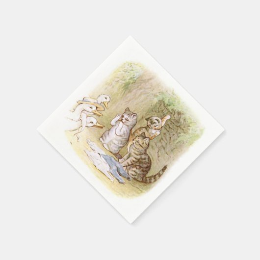 Serviette En Papier Beatrix Potter, Chatons, Canards, Personnalisé (Coin)