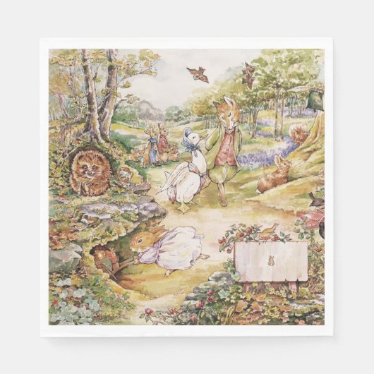 Serviette En Papier Beatrix Potter Cute Peter et ses amis (Devant)