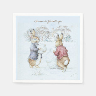 Serviette En Papier Beatrix Potter Snowman et Bunnies Holiday