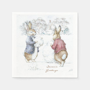 Serviette En Papier Beatrix Potter Snowman et Bunnies Holiday