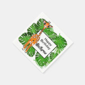 Serviette En Papier Beau Anniversaire Animaux Safari | forêt tropicale (Coin)