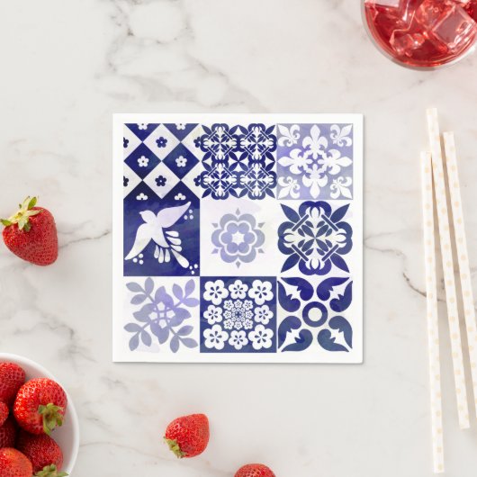 Serviette En Papier Beau Azulejos Napkin (En situation)