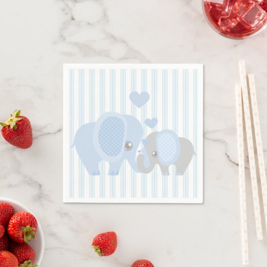 Serviette En Papier Beau bébé garçon bleu éléphant (En situation)