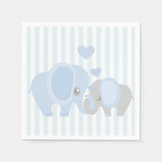 Serviette En Papier Beau bébé garçon bleu éléphant (Devant)