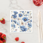 Serviette En Papier Beau bleu clair fleuri (En situation)