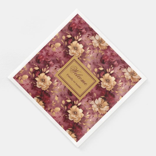 Serviette En Papier Beau Blush Bourgogne Gold Custom Tissu Set de serv (Coin)