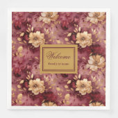 Serviette En Papier Beau Blush Bourgogne Gold Custom Tissu Set de serv (Devant)