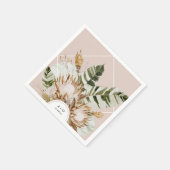 Serviette En Papier Beau Boho Botanique Mariage de cadre géométrique B (Coin)