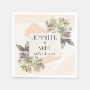 Serviette En Papier Beau bouquet de fleurs d'aquarelle