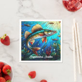 Serviette En Papier Beau brochet de walleye dans le lac (En situation)