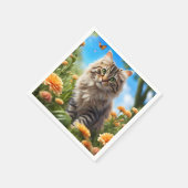 Serviette En Papier Beau chats beau jardin (Coin)