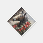 Serviette En Papier Beau Cheval avec Wreath hiver Noël (Coin)
