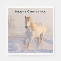 Beau Cheval blanc dans Noël de neige