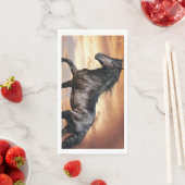 Serviette En Papier Beau Cheval Noir (En situation)