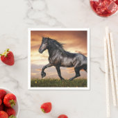 Serviette En Papier Beau Cheval Noir (En situation)