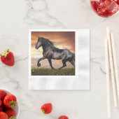 Serviette En Papier Beau Cheval Noir (En situation)