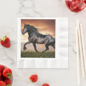 Serviette En Papier Beau Cheval Noir (En situation)