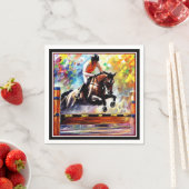 Serviette En Papier Beau Cheval Sauter Digital Huile Peinture Style (En situation)