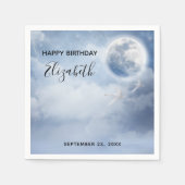 Serviette En Papier Beau ciel bleu avec cygnes volants Anniversaire (Devant)