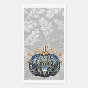 Serviette En Papier Beau citrouille bleu et or bijoux