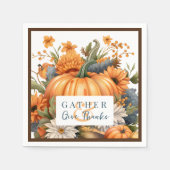 Serviette En Papier Beau Citrouille de Thanksgiving d'automne (Devant)