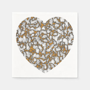 Serviette En Papier Beau coeur de texture de marbre blanc et or