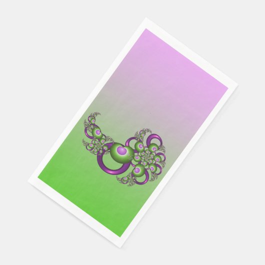 Serviette En Papier Beau Coeurs verts roses Moderne Abstrait Fractal (Coin)