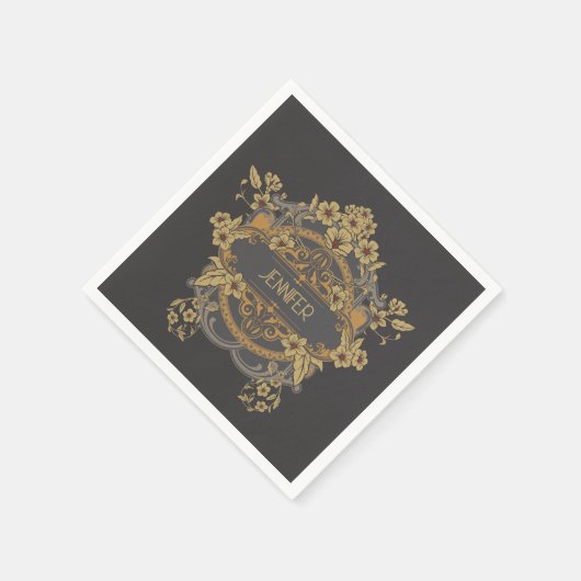 Serviette En Papier Beau design Art Nouveau avec fleurs (Coin)