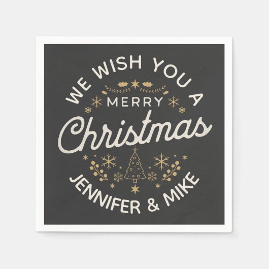 Serviette En Papier Beau design de Noël vintage (Devant)