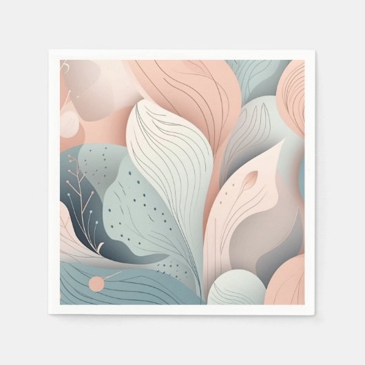 Serviette En Papier Beau design feuille pastel élégant (Devant)