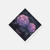 Serviette En Papier Beau Dîner de répétition d'Hydrangée Noire violet (Coin)