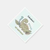 Serviette En Papier Beau Dinosaure Bleu Vert Garçon 1er Anniversaire (Coin)