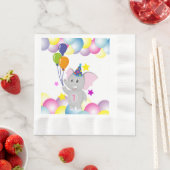 Serviette En Papier Beau éléphant d'anniversaire avec ballons (En situation)