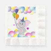Serviette En Papier Beau éléphant d'anniversaire avec ballons (Devant)