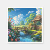 Serviette En Papier Beau été, illustration colorée, (Devant)