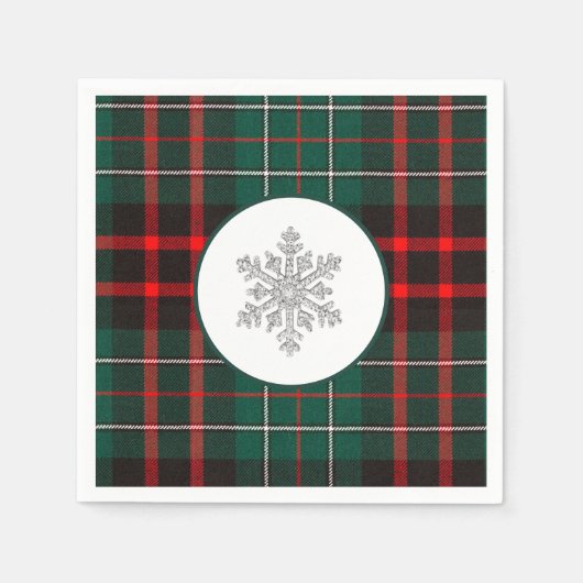 Serviette En Papier Beau flocon de neige rouge et vert de Noël (Devant)